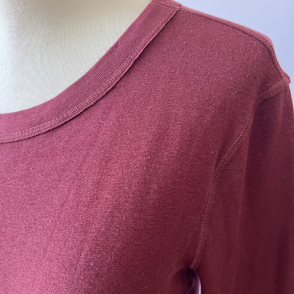 CROWN JEWEL LS TEE SHIRT M CASUAL SOFT STRETCHY CREWNECK PULL ON BURGUNDY - Picture 5 of 11